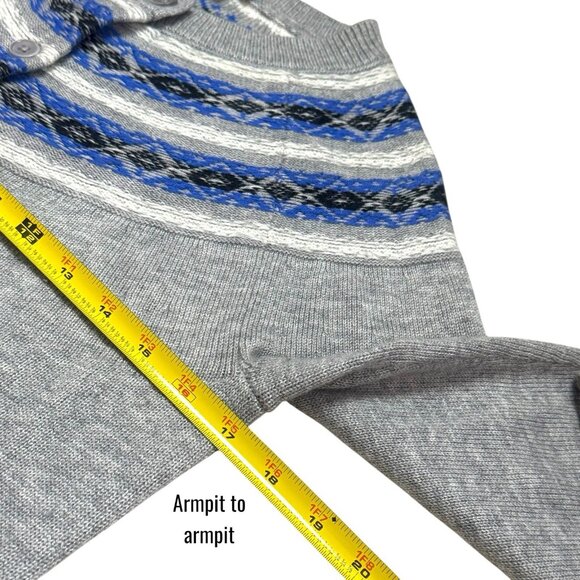 Talbots Fair Isle Cardigan Sweater Lambswool Blend Nordic Holiday Cabin Cozy M - Picture 9 of 10